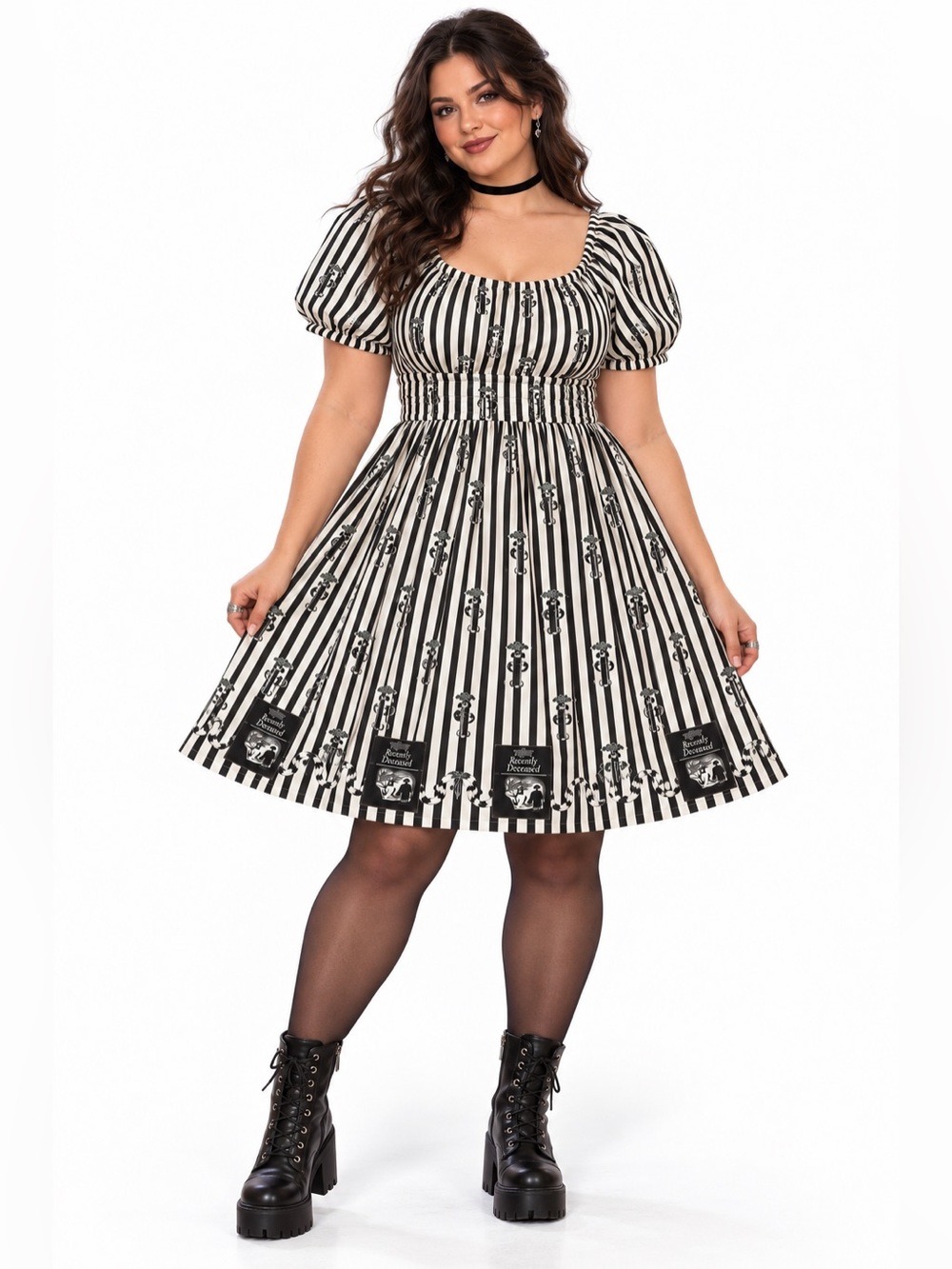 Her Universe Beetlejuice Sandworm Allover Print Stripe Dress plus size 2X NWOT